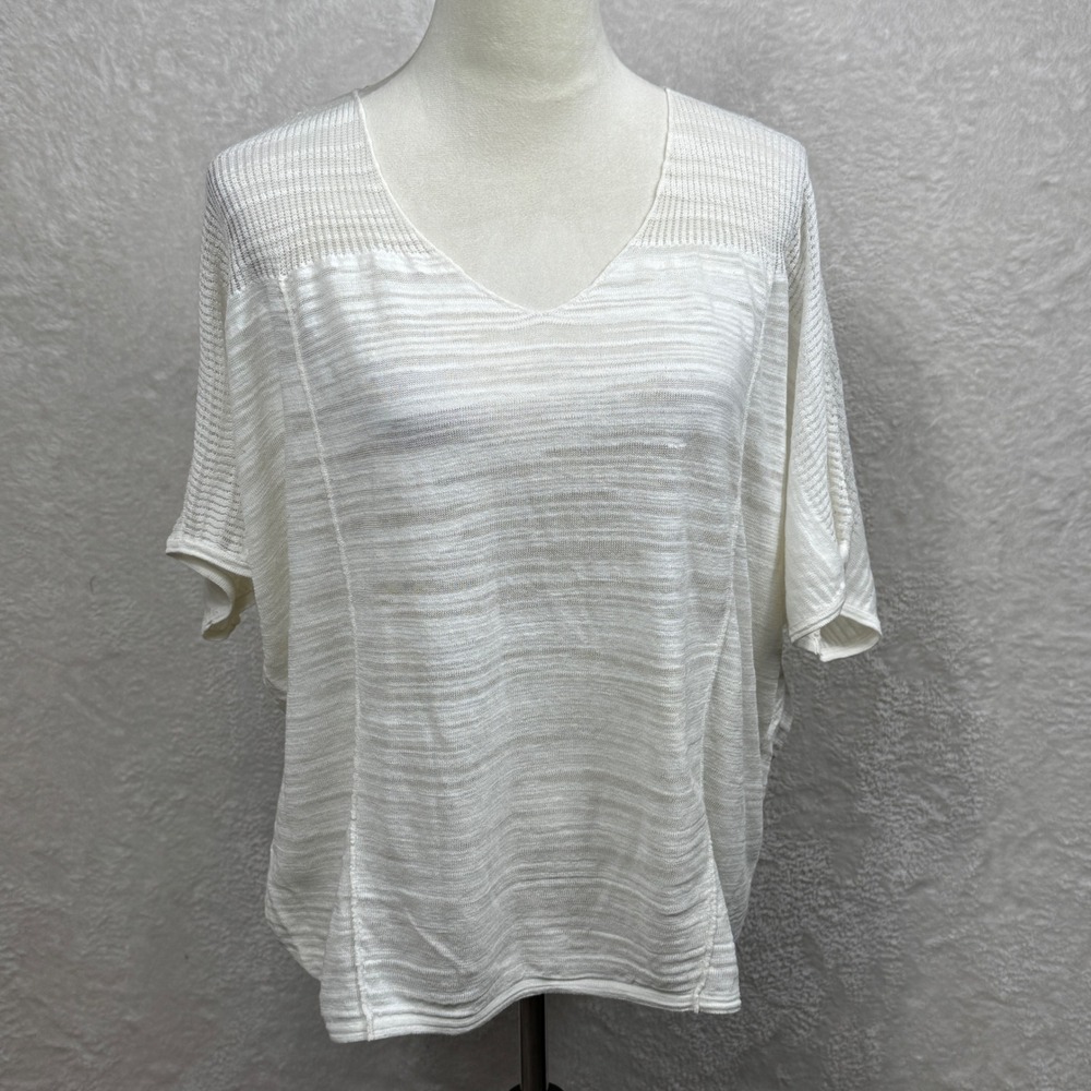 Chico's Women's Knit Top Dolman Sleeve Lightweight Casual White Size 2 (M)